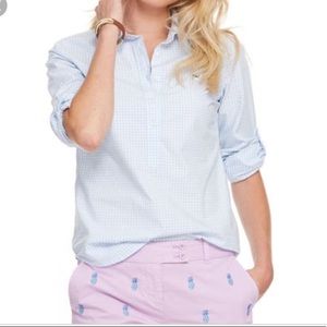 Vineyard Vines gingham classic popover light blue